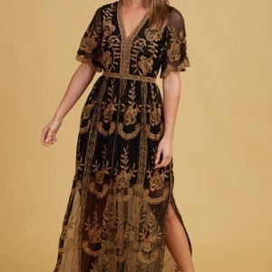 Altar'd State Maxi Dress Sizes S Black/Gold